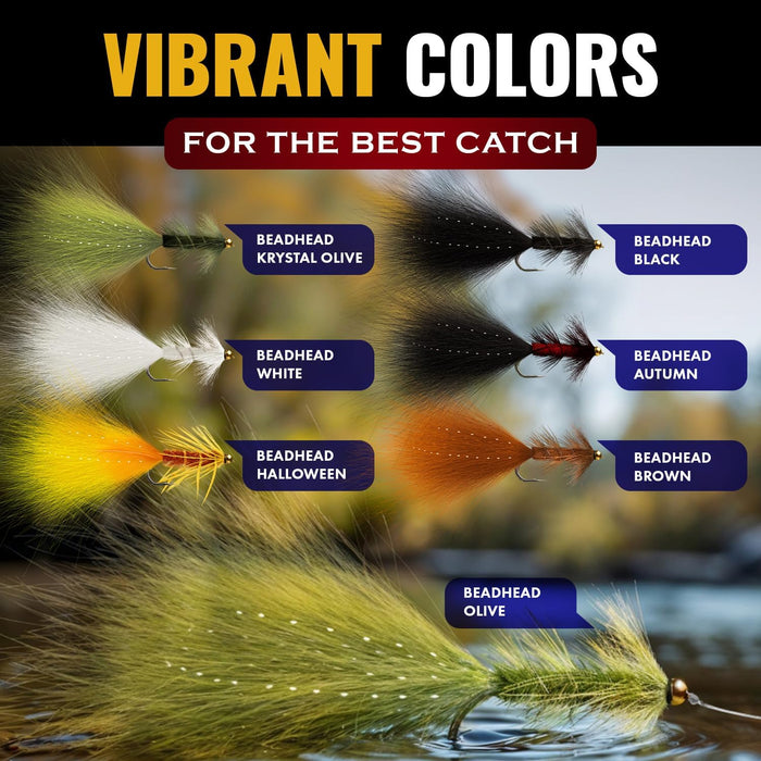 28pk Woolly Bugger BeadHead Flies Assortment