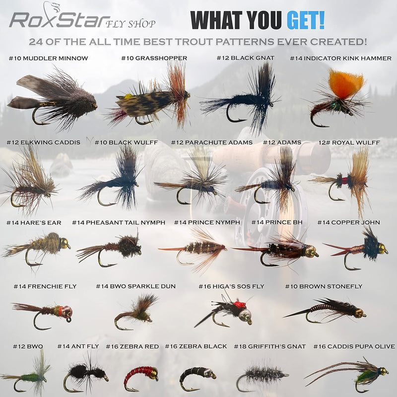 Trophy 48 Pack Top Wet & Dry Flies for Trout – RoxStar Fishing